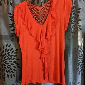 Coral Ruffle Top